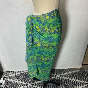 KRISTA Bright Floral Print Sarong Wrap Skirt Beach Cover Up